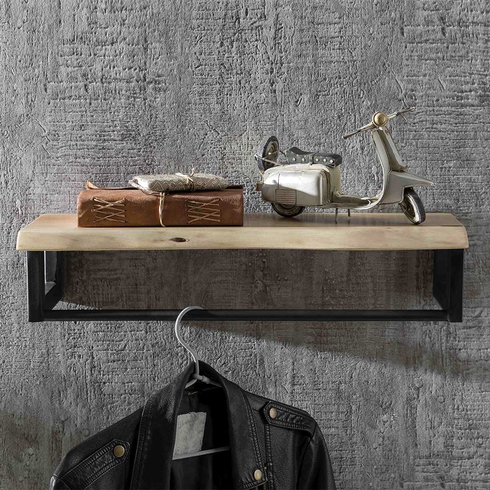 Wandgarderobe Ladiaso aus Akazie Massivholz und Metall im Industry Style