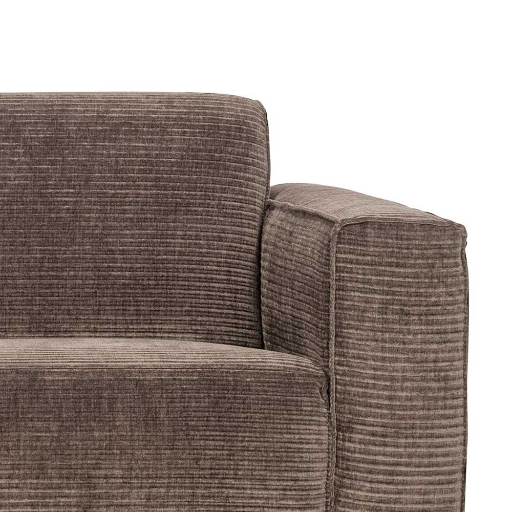 Cord Dreisitzer Sofa Yamescoa in Taupe 46 cm Sitzhöhe