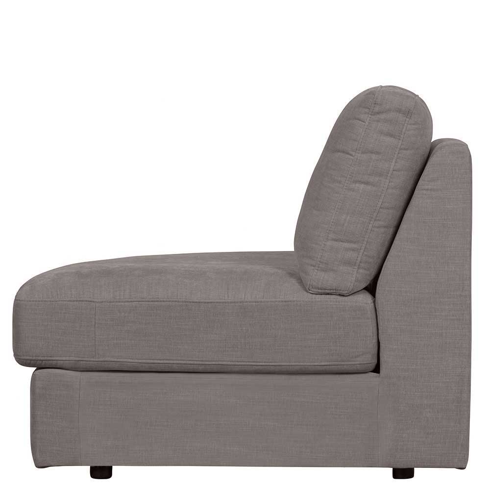 Graues Viersitzer Modulsofa Fredoco - Rücken echt bezogen 98 cm tief