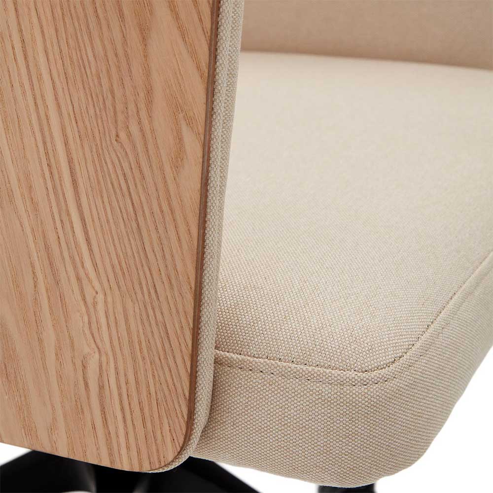 Design Schreibtischsessel Eloreenas in Beige mit Esche Furnier Rücken