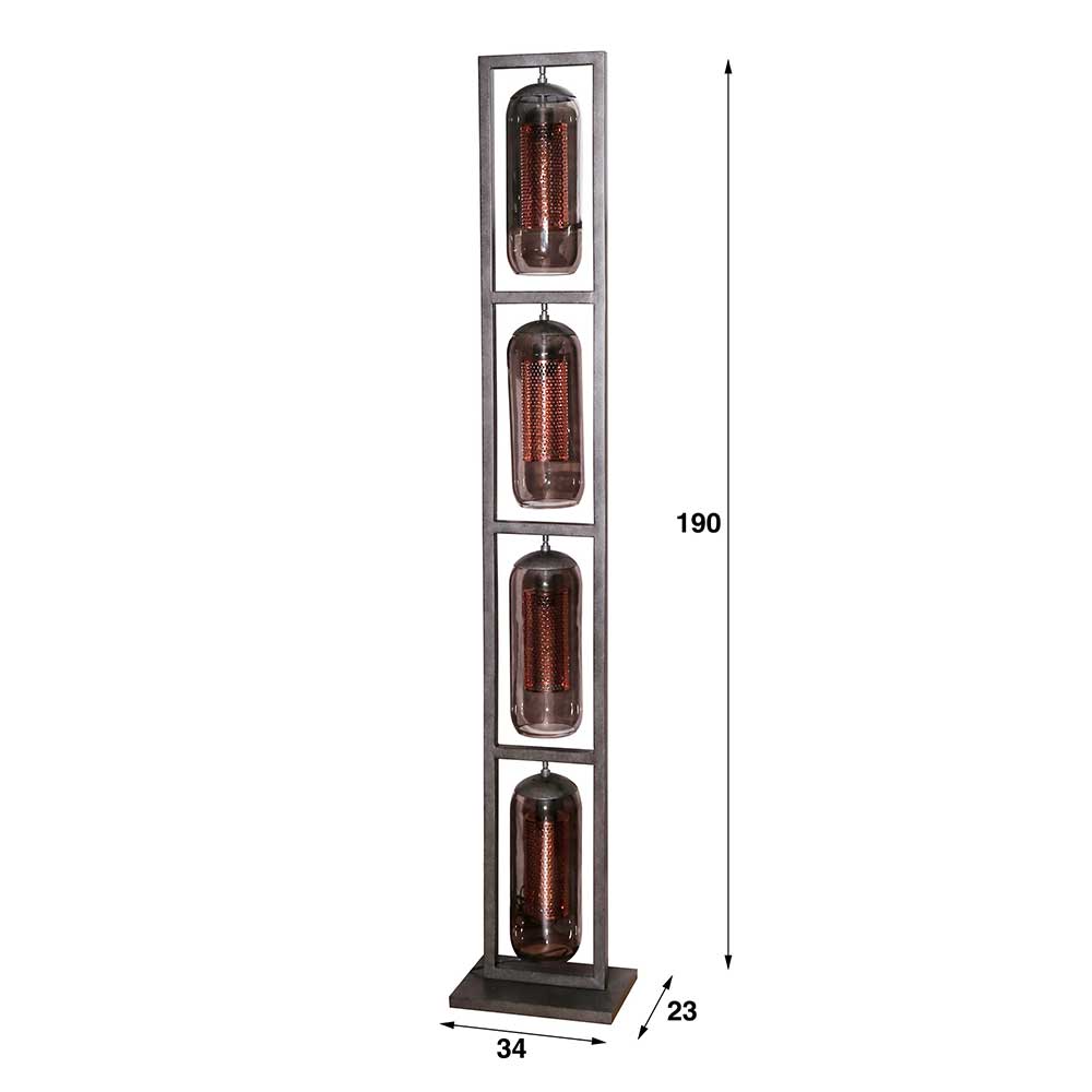 4-flammige Stehleuchte Refeugi aus Glas und Metall 190 cm hoch