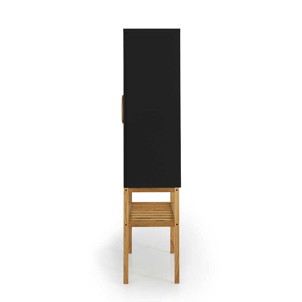 Highboard Edeline in Schwarz und Eiche im Skandi Design