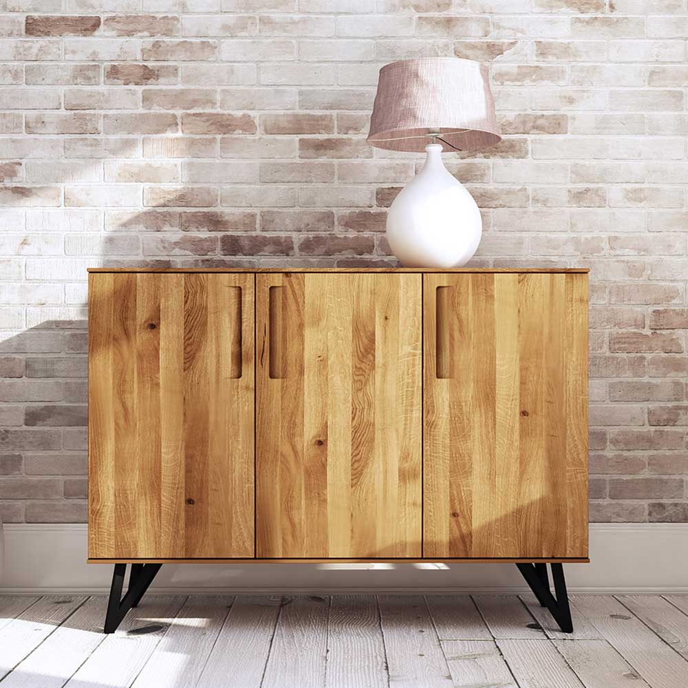 Türen Sideboard Cariasca aus Wildeiche Massivholz 100 cm hoch