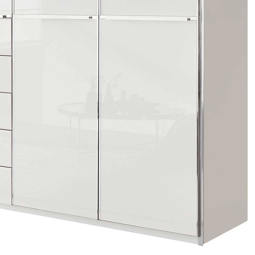 Weißer Kleiderschrank Bean Front glasbeschichtet mit zehn Schubladen