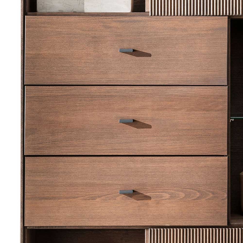 Wohnzimmerschrank Yamashiro in modernem Design - Kernbuche massiv braun geölt