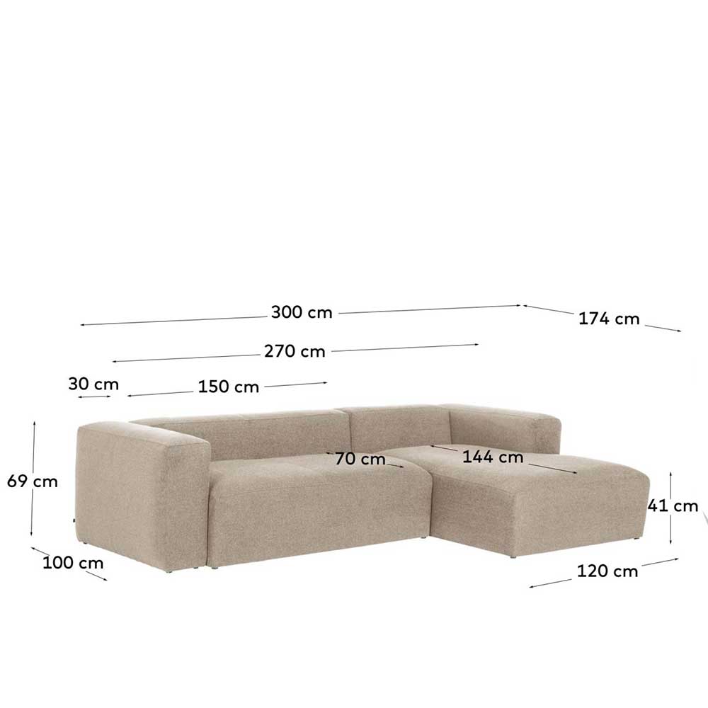 Couchlandschaft Canida in Beige aus Chenillegewebe