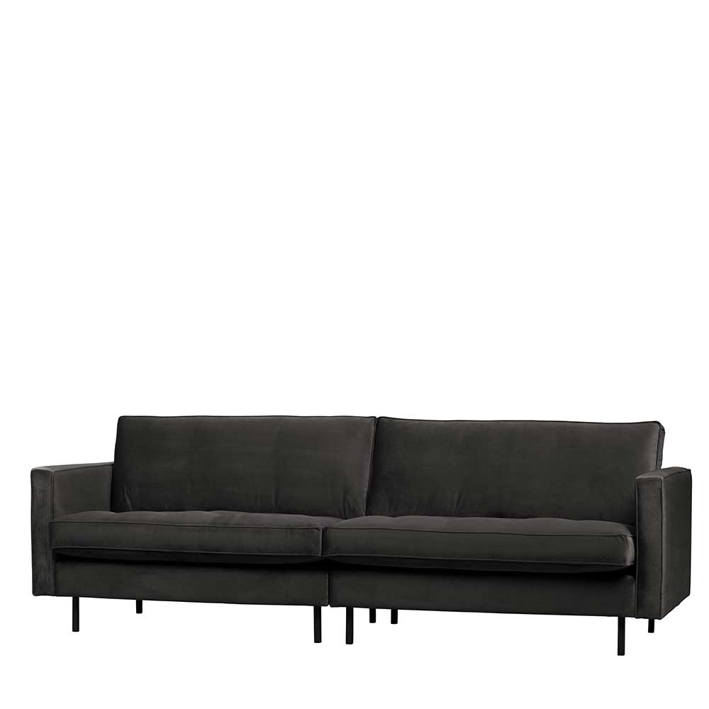 Samt Dreisitzer Sofa Casilla in Anthrazit 275 cm breit