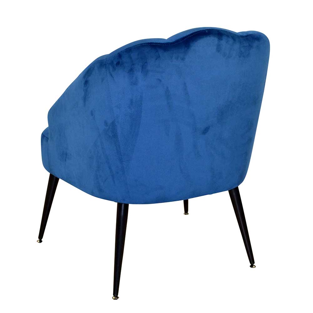 Lounge Sessel Candeloco in Blau Samt mit Gestell aus Metall