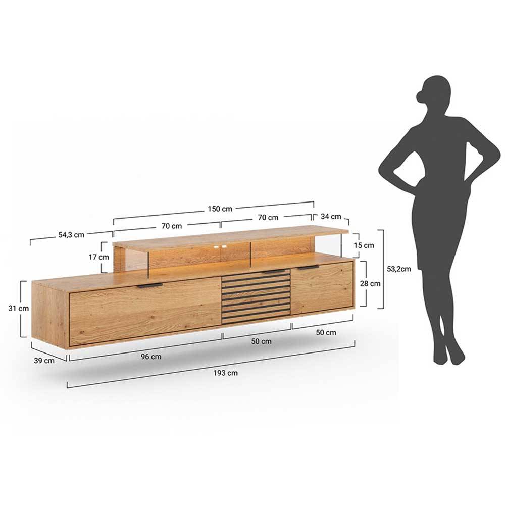 TV Board Deruta mit Aufsatz 200 cm breit