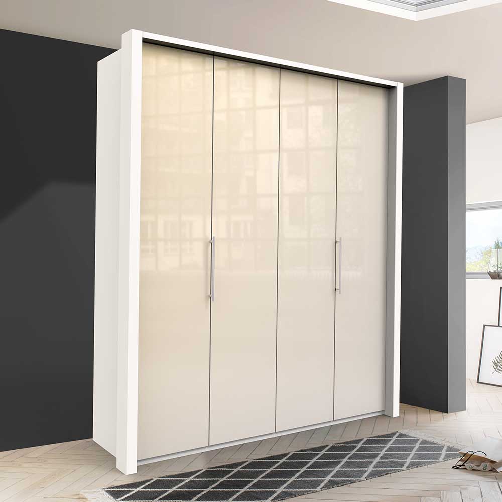 Falttüren Schlafzimmerkleiderschrank Invelita in Creme Weiß modern