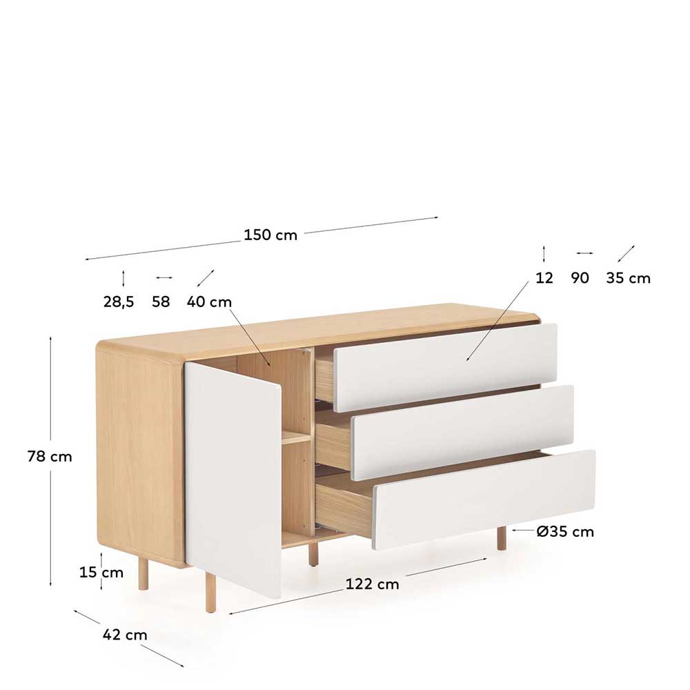 Esszimmersideboard Younglo mit Push to open Funktion 150 cm breit