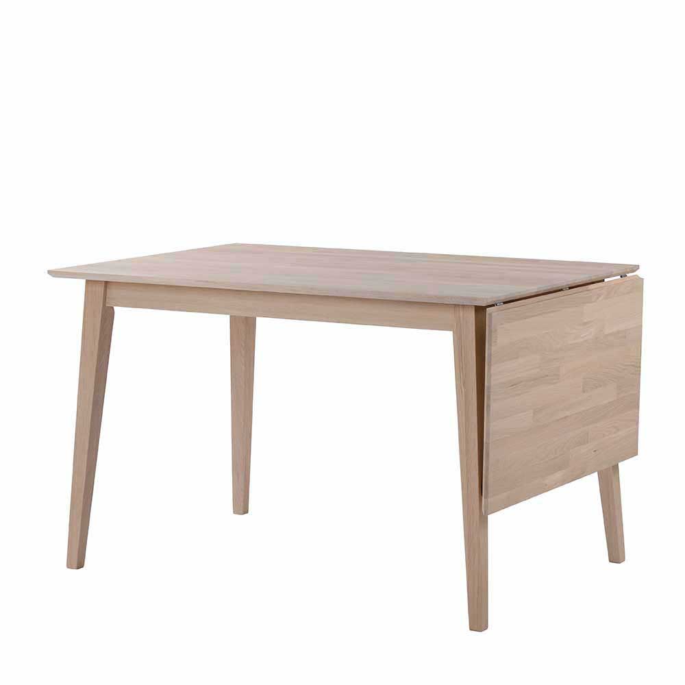 Essplatzgruppe Vurian vier Stühle Holz White Wash und Dunkelgrau (fünfteilig)