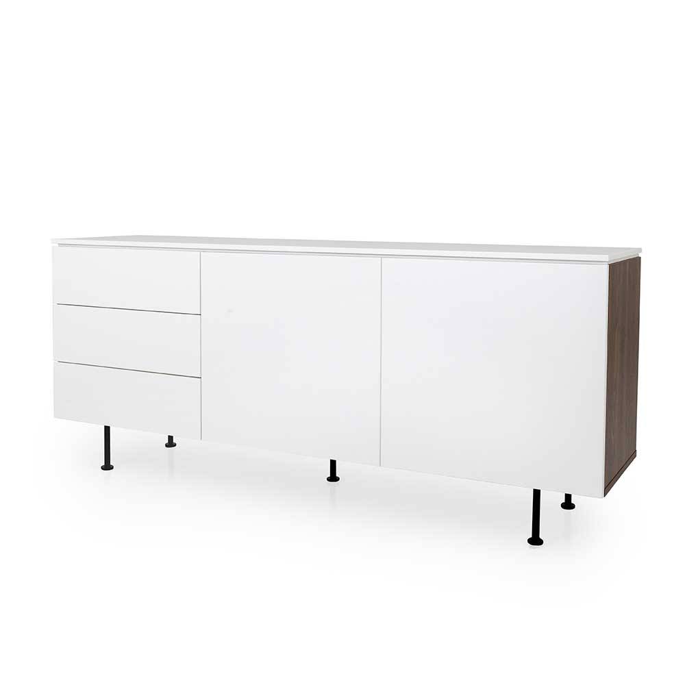 Sideboard Pragoni in Weiß und Walnussfarben 180 cm breit