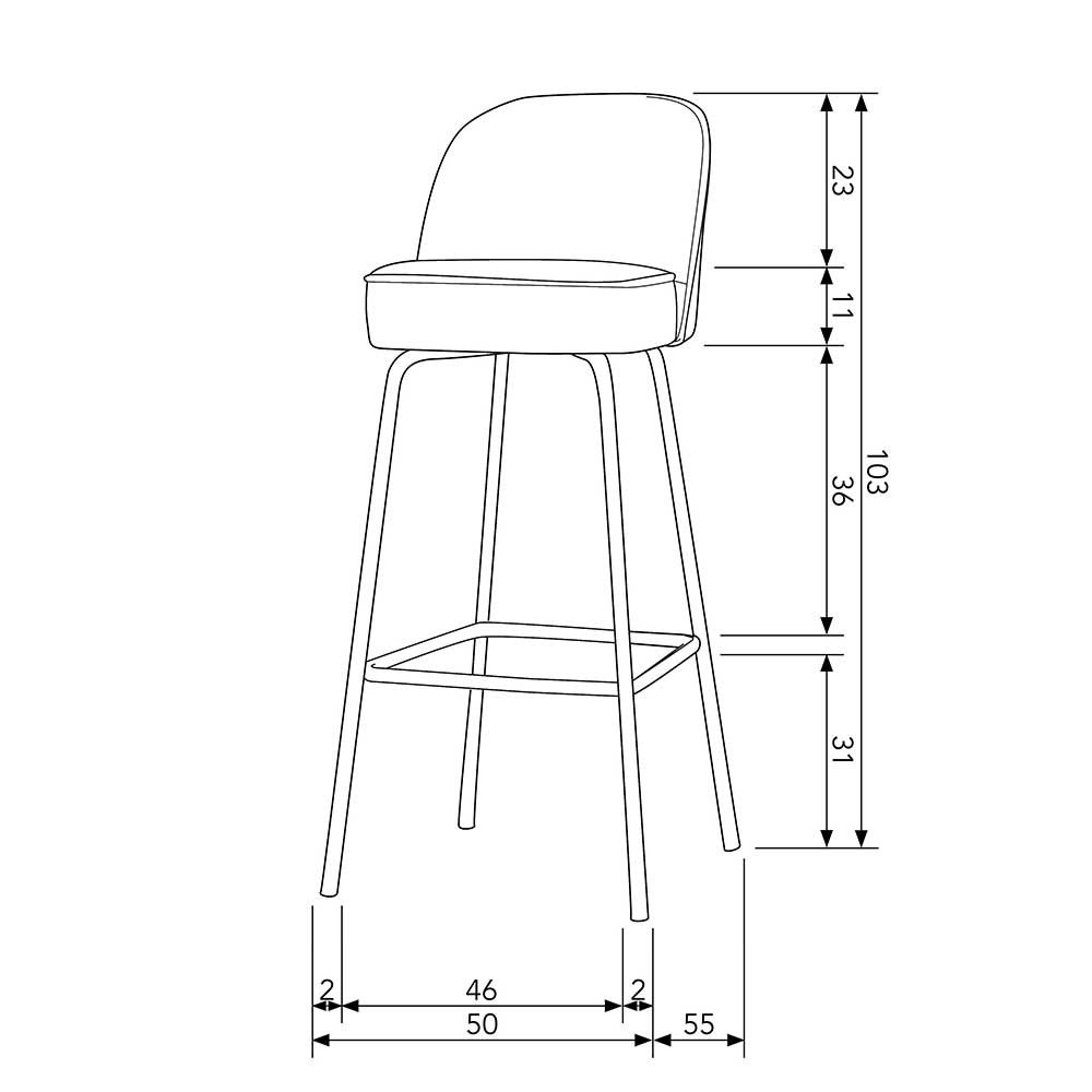 Designbarhocker Gifion im Retrostil in Petrol und Schwarz