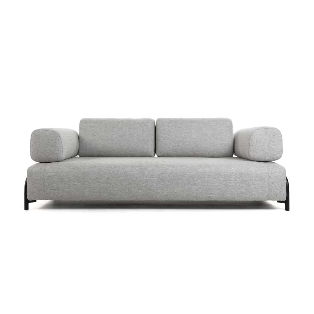 Dreisitzer Sofa Morena in Hellgrau Webstoff modern