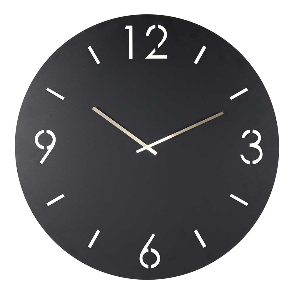 Moderne Wanduhr Finnca in Schwarz aus Stahl