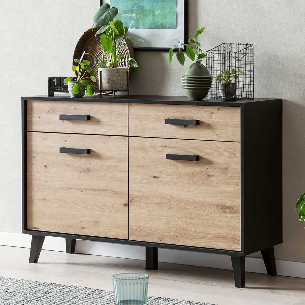 Sideboard modern Liazuria 2 Türen 2 Schubladen 85 cm hoch