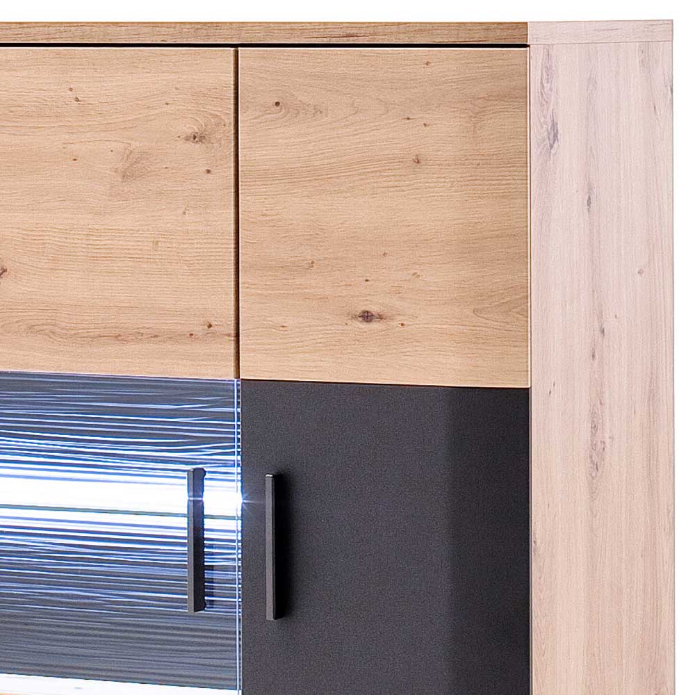 Wohnzimmer Highboard Lucisa in Eiche Optik und Anthrazit modern