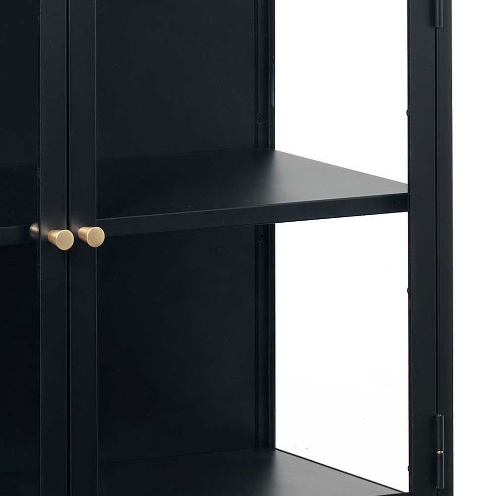 Niedriger Vitrinenschrank Hirmus in Schwarz 170 cm breit