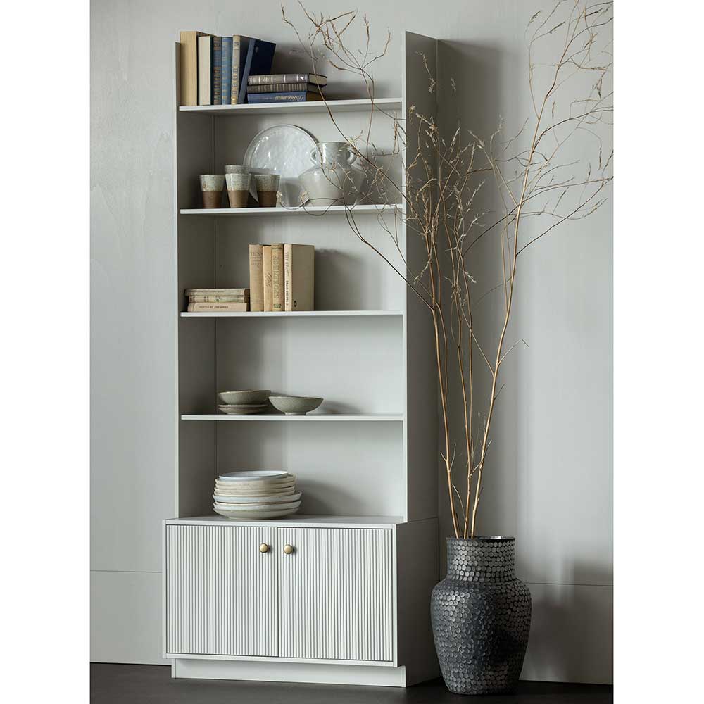 Skandi Design Bücherregal Novelya in Grau 200 cm hoch