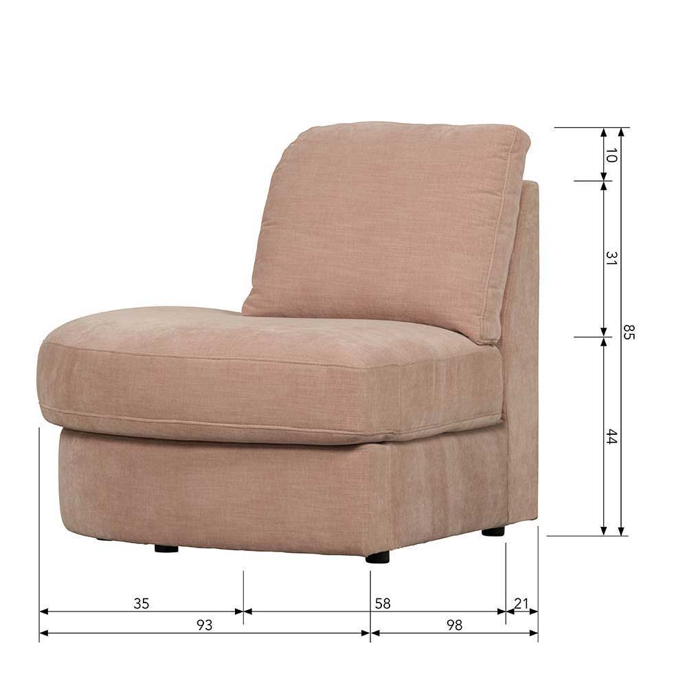 Rosa Dreisitzer Couch Oktamian - Modulsofa mit Armlehne