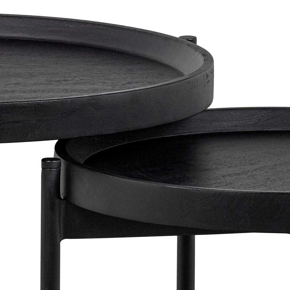 Beistelltisch Set Sofa Emrico in Schwarz mit Dreifußgestellen (zweiteilig)