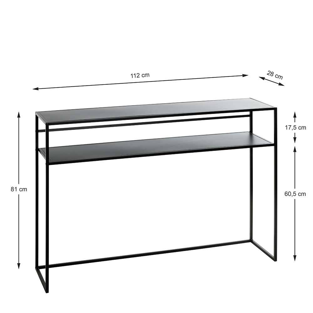 Metall Konsolentisch Ziolas in Schwarz mit zusätzlicher Ablage