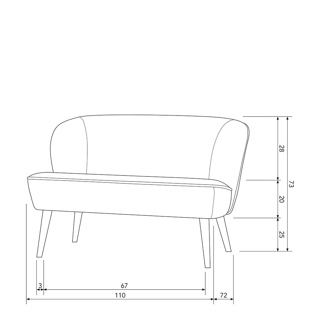 Esszimmercouch Garcia mit 44 cm Sitzhöhe 110 cm breit