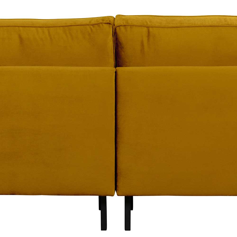 Retrostil Dreier Sofa Magoa in Ocker Samt 275 cm breit