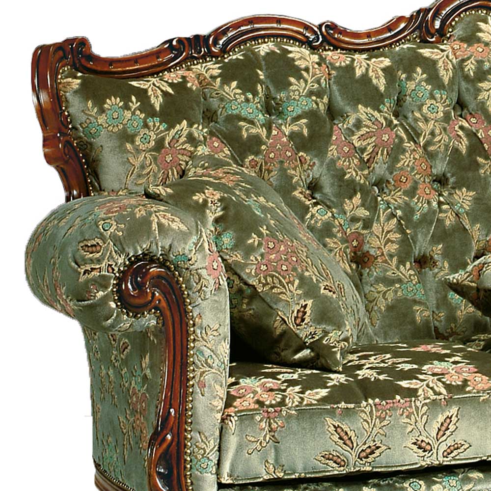 Barockes Dreisitzer Sofa Altabeticas in Grün mit Blumen Motiv