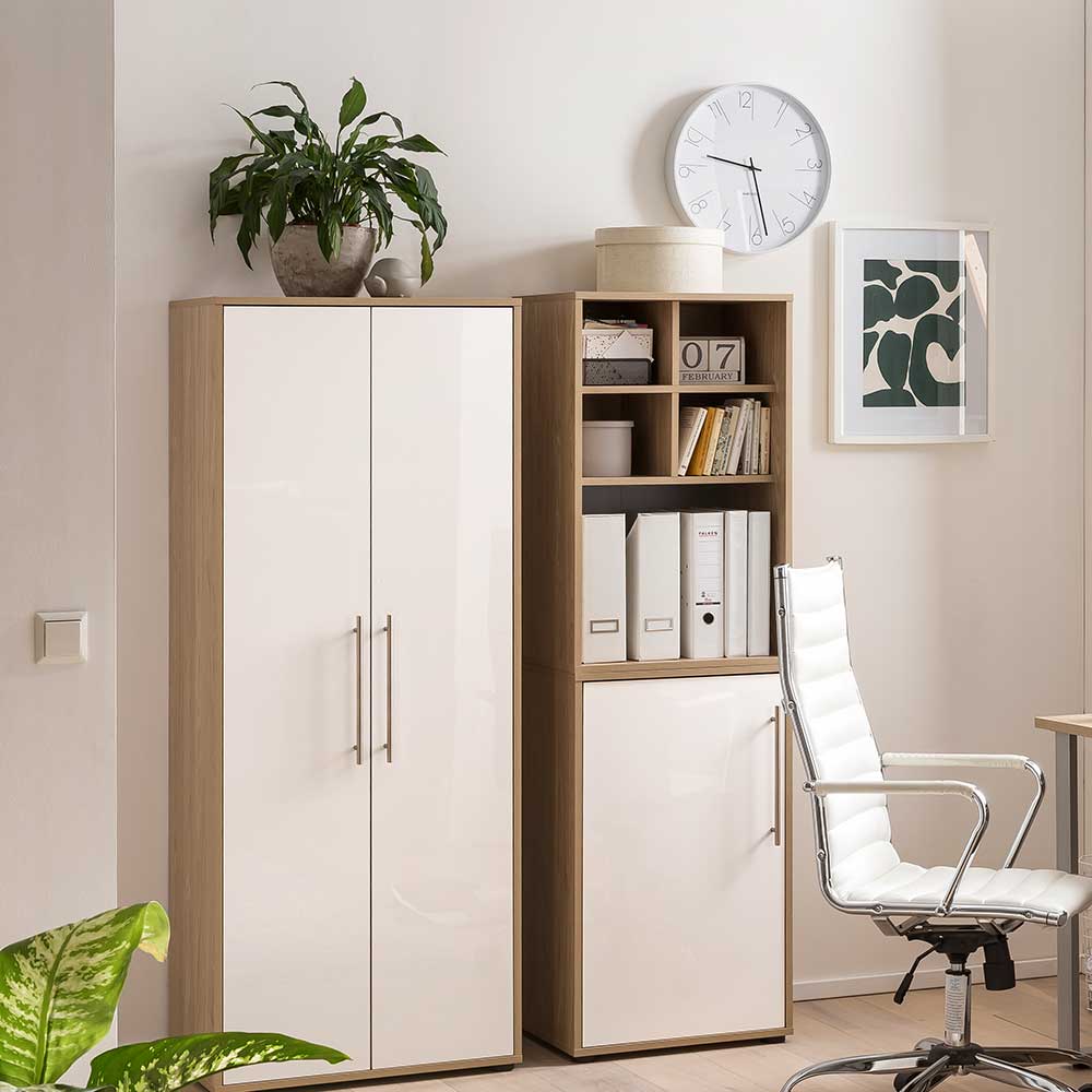 Officeschrank Anzarote mit Drehtüren und Metallgriffen