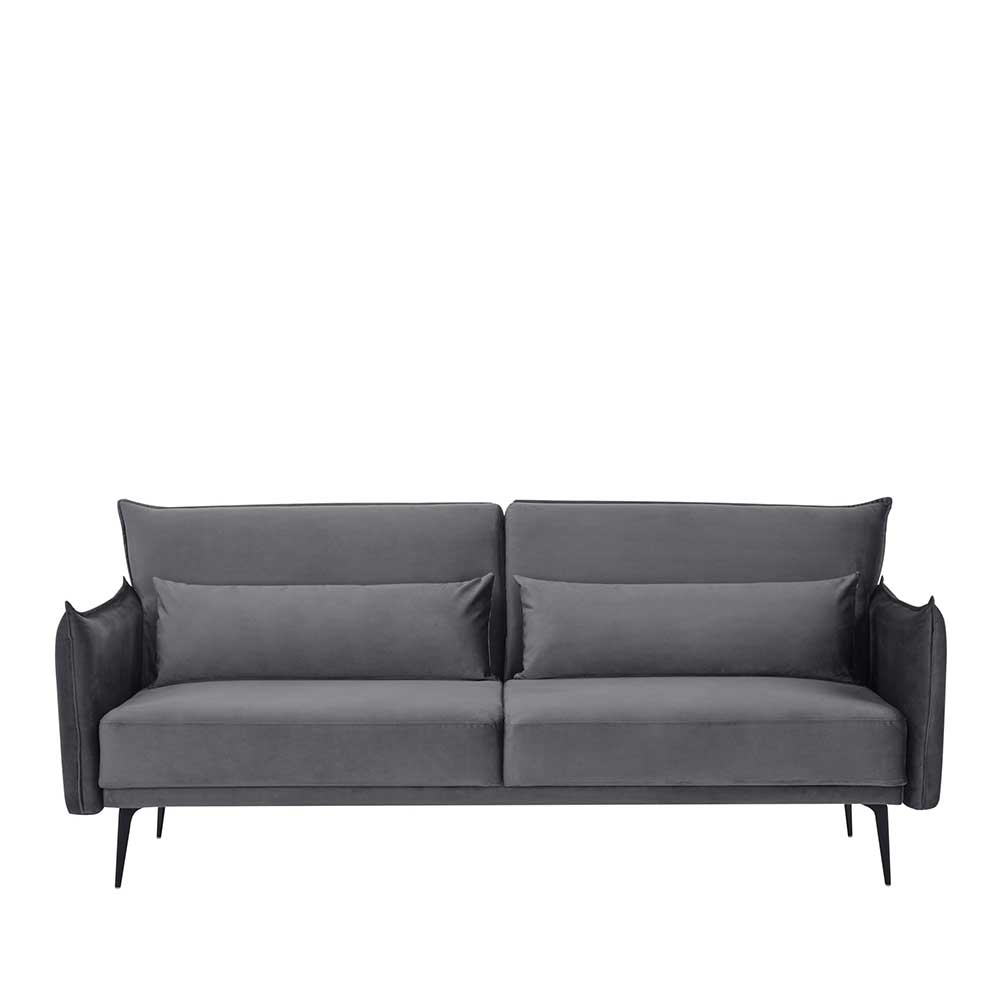 Ausklappbares Sofa Samt Calexia in Grau 207 cm breit