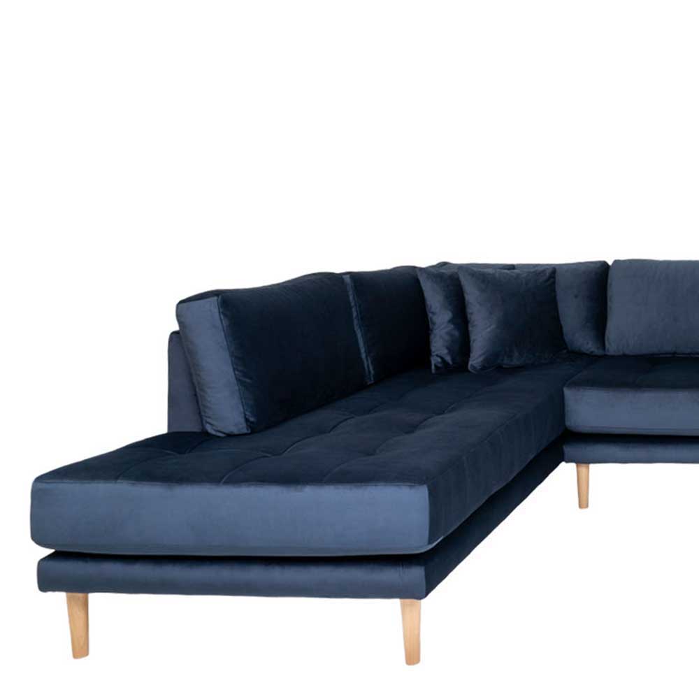 XL Wohnzimmer Sofa Zeonela in Dunkelblau im Skandi Design