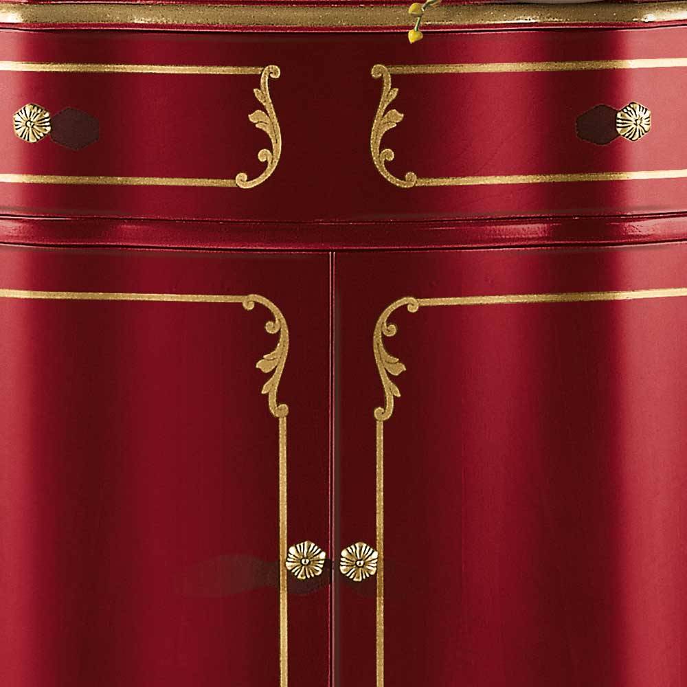 Anrichte Vera in Rot mit goldfarbigem Ornament Muster