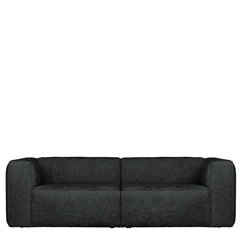 Dreier Sofa Joha in Dunkelgrau mit Melange Stoffbezug