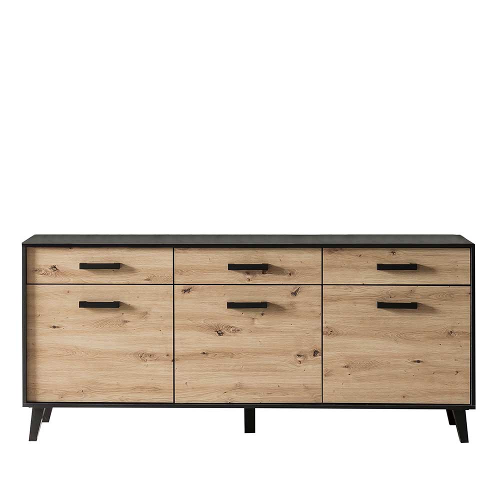 Großes Sideboard Liazuria 3 Türen 3 Schubladen in modernem Design