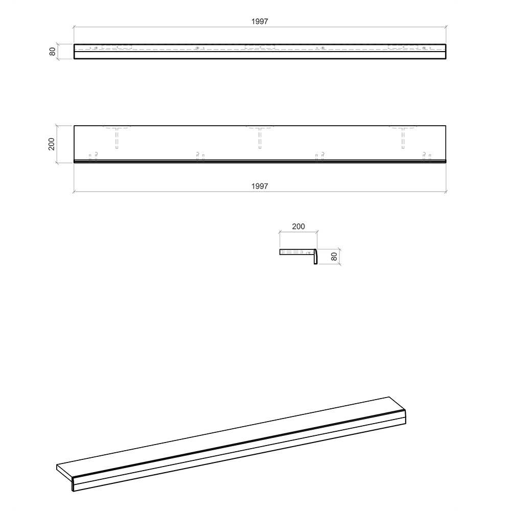 Wohnzimmer Anbauwand Toma in Hellgrau und Zinneichefarben (dreiteilig)