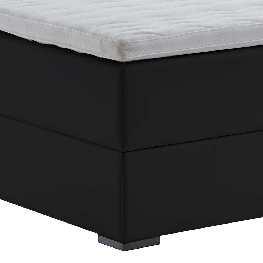 Boxspringbett Maggiore in Schwarz Kunstleder mit LED Beleuchtung