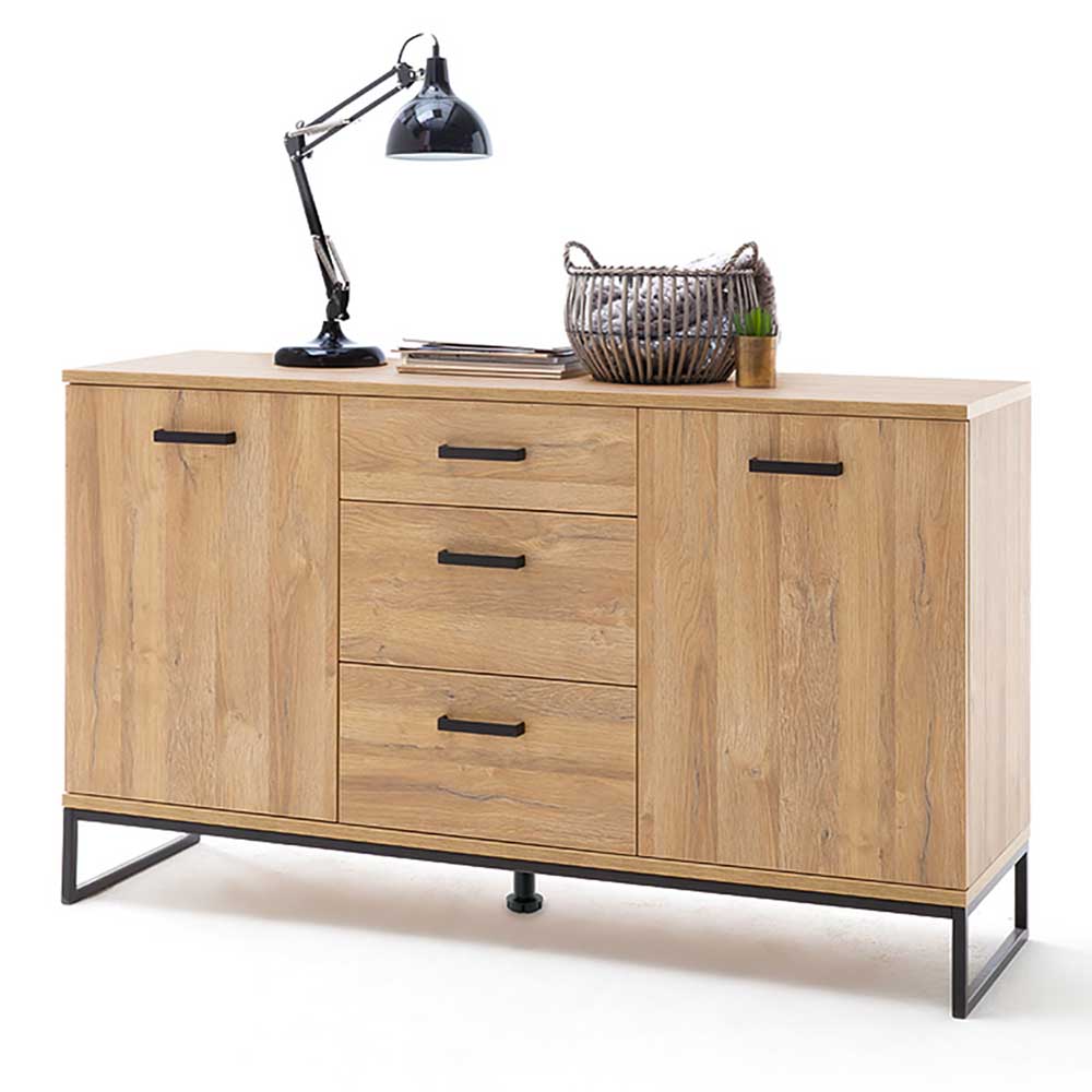 Sideboard Apyras in Wildeichefarben und Schwarz modern