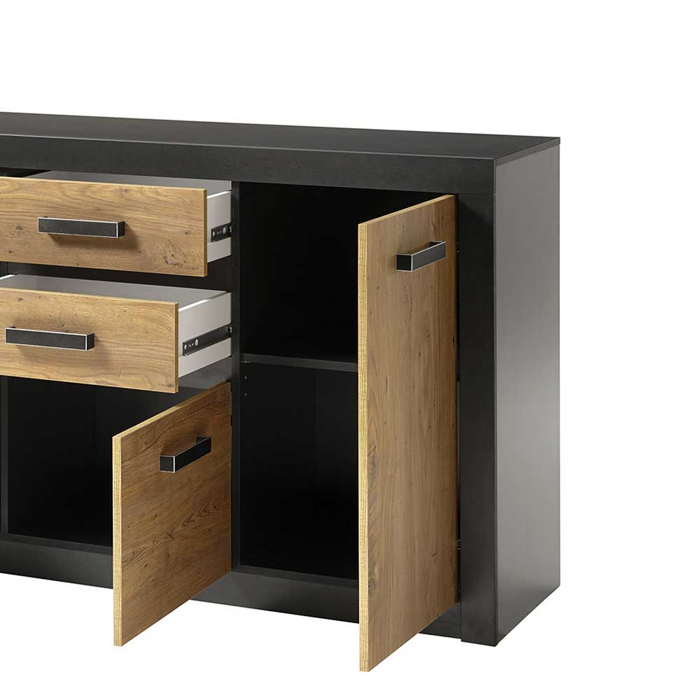 Loft Design Sideboard Zarevas in Kastanienfarben und Schwarz 3-türig