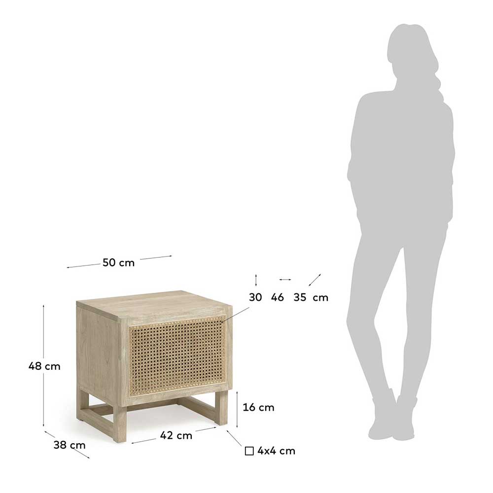 Nachtschrank Zoom aus Zedrachholz und Rattan Geflecht