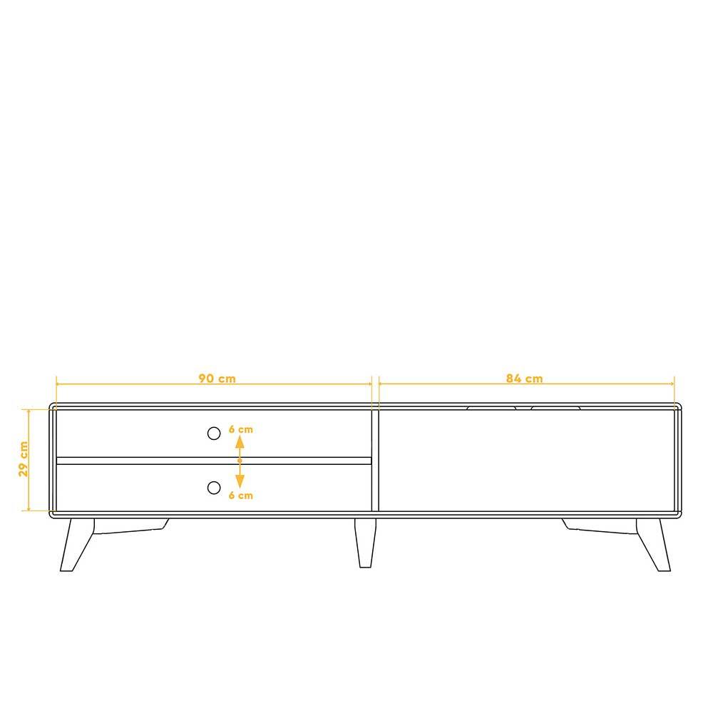 TV Lowboard Trambona aus Wildeiche massiv gebleicht und geölt 180 cm breit