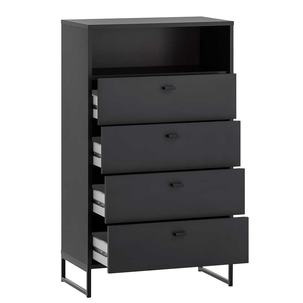 Skandi Design Dielenset Curtus in Schwarz 175 cm hoch (vierteilig)