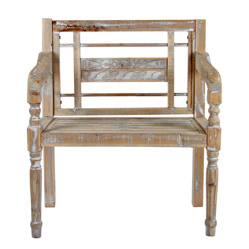 Holzbank Yamura im Shabby Chic Stil aus Tanne Massivholz