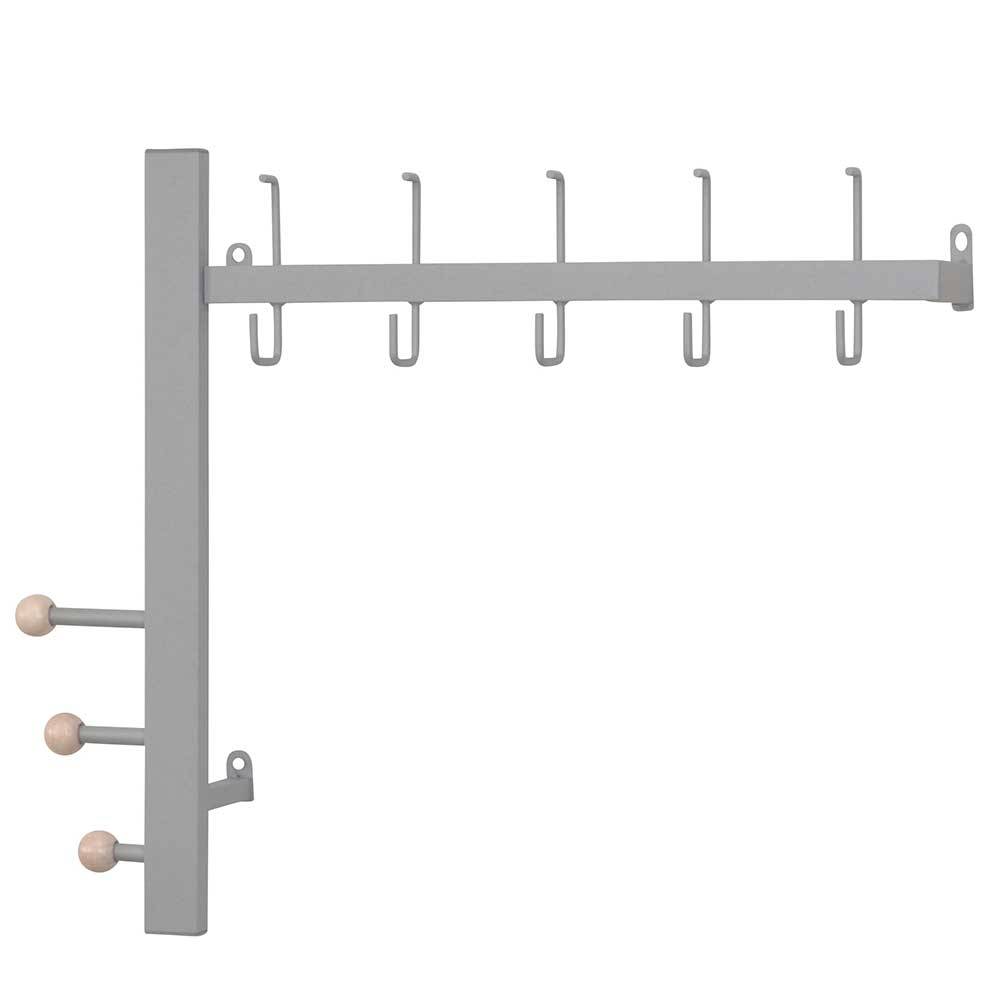 Metall Wandgarderobenleiste Havanna 8 Kleiderhaken in Alufarben