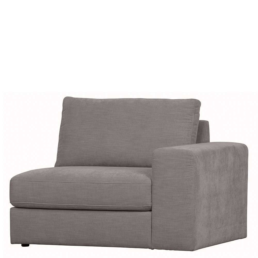 Graues Viersitzer Modulsofa Fredoco - Rücken echt bezogen 98 cm tief