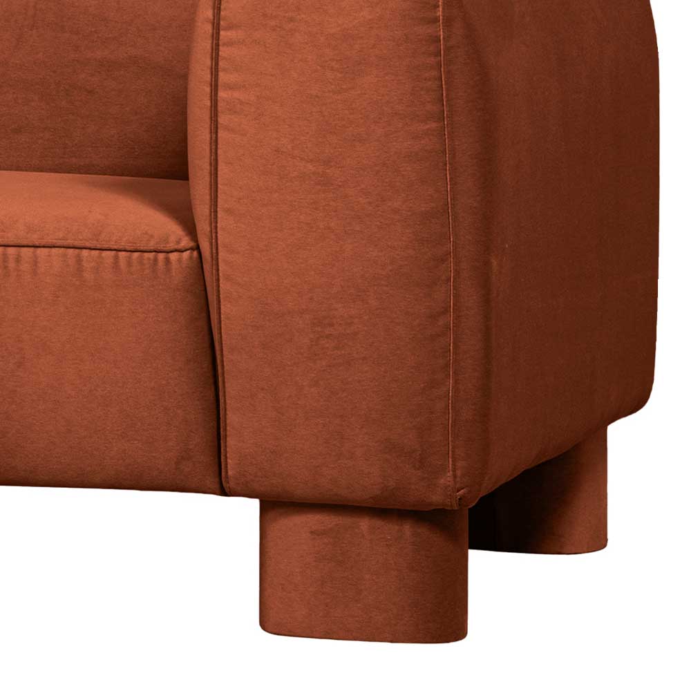 Apricot Samt Couch Brasatura 240 cm breit in modernem Design