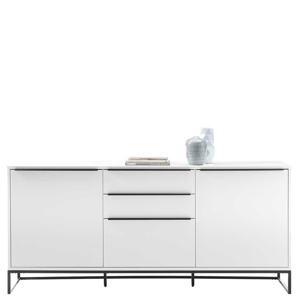 Sideboard Privonda in Weiß und Schwarz mit Bügelgestell aus Metall