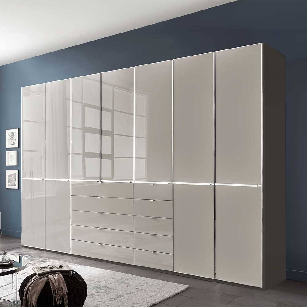 Kleiderschrank mit Glasfront Sanctos in Braun und Hellgrau