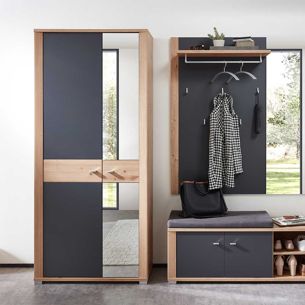 Garderobenschrank Barossio mit Spiegeltür 193 cm hoch